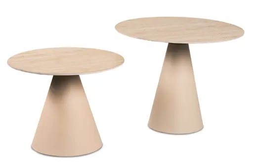 Couchtisch - 2er Set, Traventinoptik hell, Cremeweiß