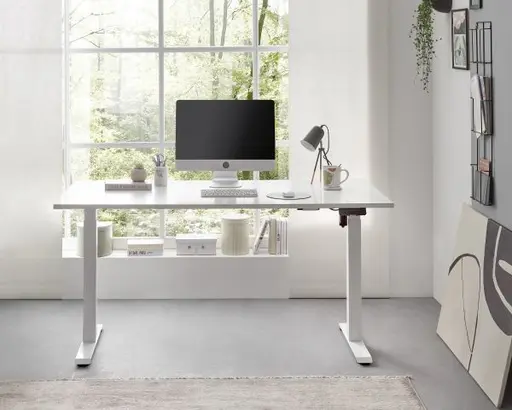 Schreibtisch - höhenverstellbar, LB ca. 160x77 cm, Weiß