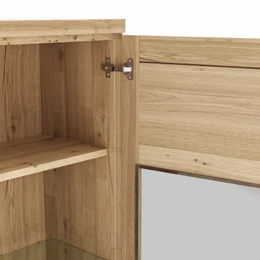 Vitrine Faro Plus - BH ca. 92x213 cm, Wildeiche massiv, Bianco