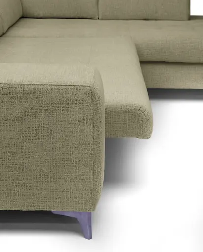 Ecksofa -2-Sitzer mit Ecke rechts, Kopfteil verstellbar, Sitztiefe verstellbar motorisch, Stoff, Sand