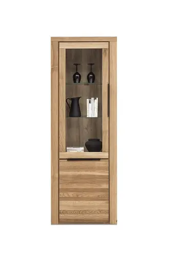 Vitrine - Eiche Dekor, Eiche Massiv, Geölt, Glas