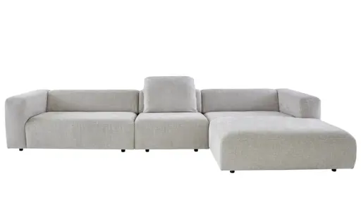 Ecksofa Caruso - 3-Sitzer, Longchair rechts, Stoff, Graubeige