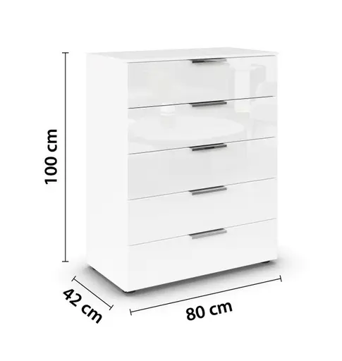 Kommode RIPP- Weiß, Glas, Weiß