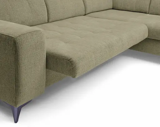 Ecksofa -2-Sitzer mit Ecke rechts, Kopfteil verstellbar, Sitztiefe verstellbar motorisch, Stoff, Sand