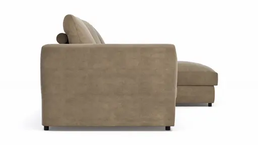 Ecksofa Stormy - 2,5-Sitzer mit Longchair rechts, Stoff, Rauchbraun