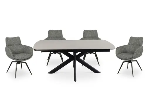 Esstisch MAXIE - ausziehbar, LB ca. 190x98 cm, Glaskeramik, Travertin farbig