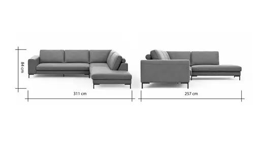Ecksofa Solano - 2,5-Sitzer mit Ecke Rechts, Leder, Olive