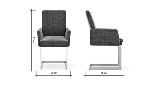 Freischwinger Valloni, Armlehne, Stoff, Dunkelgrau