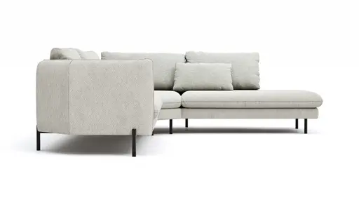 Ecksofa Birte - 2,5-Sitzer, Ecke rechts, Flachgewebe, Hellgrau