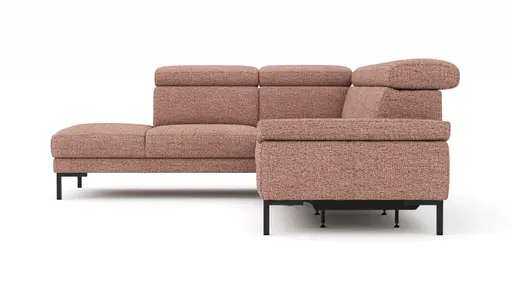 Ecksofa Hudson - Ecke links mit 2,5-Sitzer, inkl. Kopfteil/Armlehne verstellbar und Sitzvorzug/Relaxfunktion (motorisch), Stoff, Kupfer