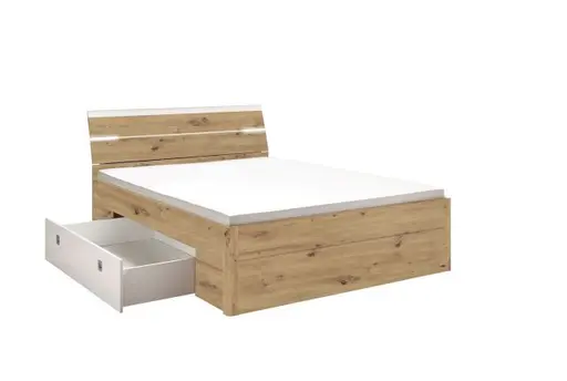 Bettgestell- Liegefläche ca. 140x200 cm, Eiche Dekor, Weiß