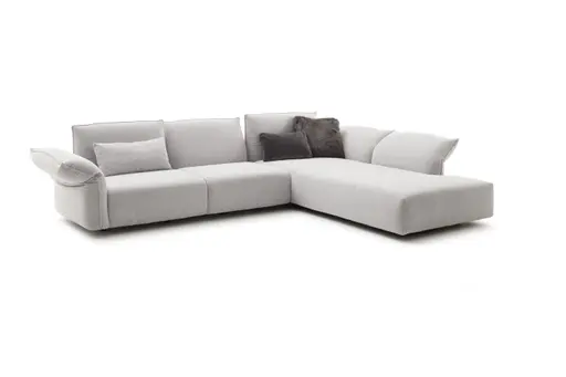 Ecksofa Motone - 2,5-Sitzer mit Ecke rechts, Stoff, Hellgrau