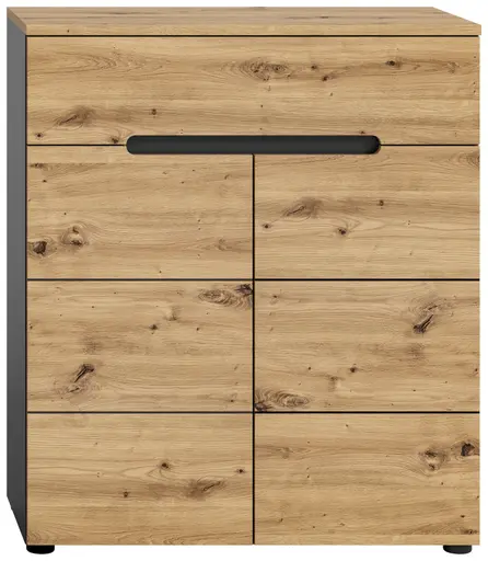 Schuhschrank - B ca. 80 cm, Basalt grau, Artisan Eiche Nachbildung