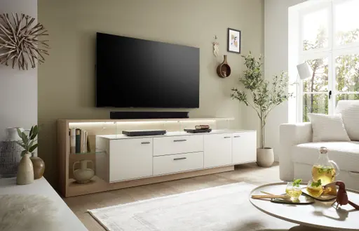 TV-Lowboard - B ca. 236 cm, Kaschmir, Cremona Eiche Torro Nachbildung