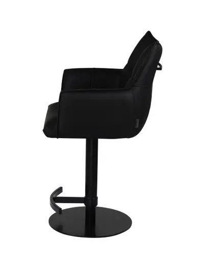 Barhocker MELE - drehbar, höhenverstellbar, Leder, Schwarz