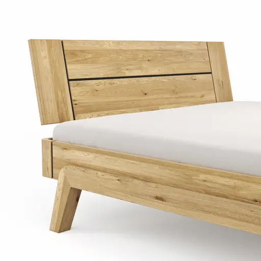 Bettgestell New Jersey - Liegefläche ca. 180x200 cm, Wildeiche massiv, mit Lisenen Anthrazit