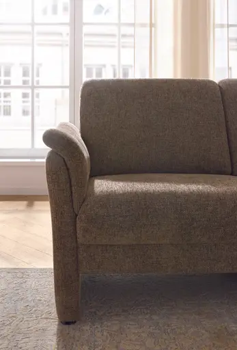 Ecksofa Gomera - 2,5-Sitzer mit Ecke und Abschlussteil rechts, Stoff, Mocca