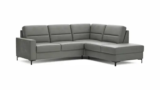 Ecksofa Merlos H. - 2,5-Sitzer mit Ecke rechts, Leder, Graubraun