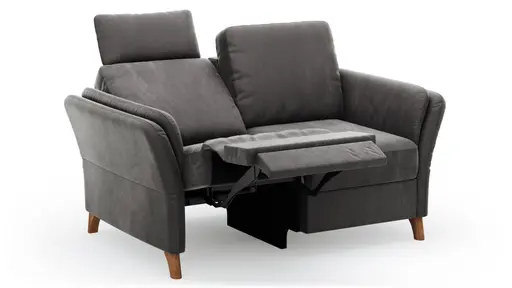 Sofa Vayra - 2-Sitzer, inkl. Relaxfunktion (motorisch) und Kopfstütze verstellbar (manuell), Stoff, Anthrazit