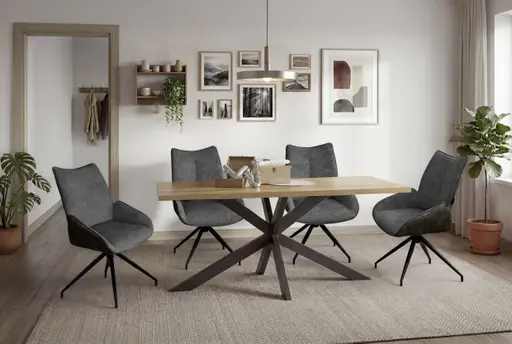 Stuhl MAUREEN - drehbar, Stoff, Grau, Braun