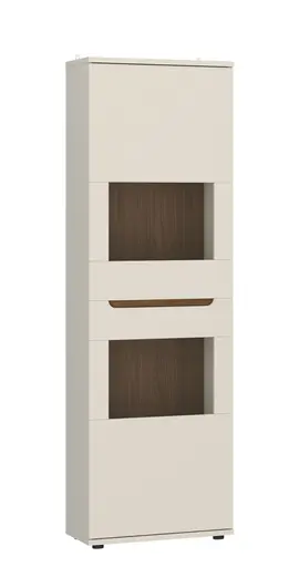 Vitrine - B ca. 60 cm, Kaschmir, Nussbaum Nachbildung