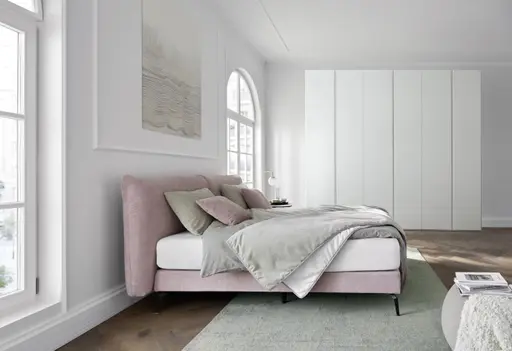 Boxspringbett Delia - Liegefläche ca. 180x200 cm, Stoff, Rose 