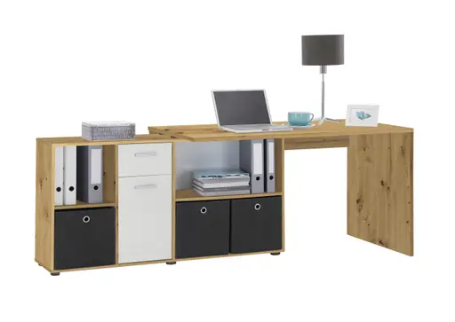 Schreibtisch- LB ca. 136x67 cm, Eiche Dekor, Weiß