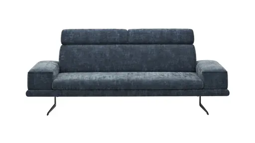 Sofa Hubertus - 2,5-Sitzer, Kopfstütze verstellbar, Stoff, Blau
