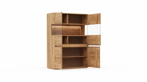 Highboard Hillsboro - inkl. Beleuchtung, Wildeiche natur, geölt