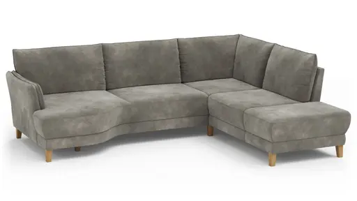 Sofa Stamford - 3,5-Sitzer, Bogen links mit Ecksofa 2-sitzig und Abschlusshocker Rechts, Stoff, Anthrazit
