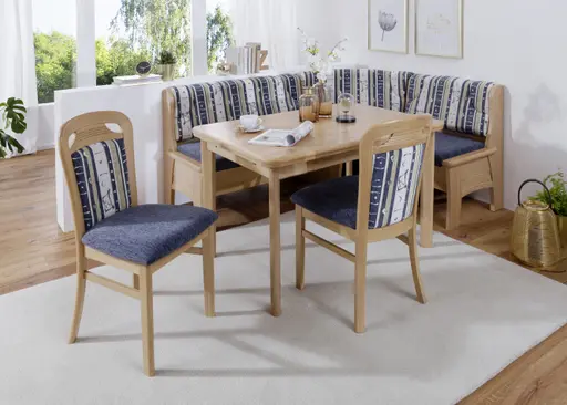 Eckbank - BT ca. 186x146 cm, Stoff, mehrfarbig, Blau