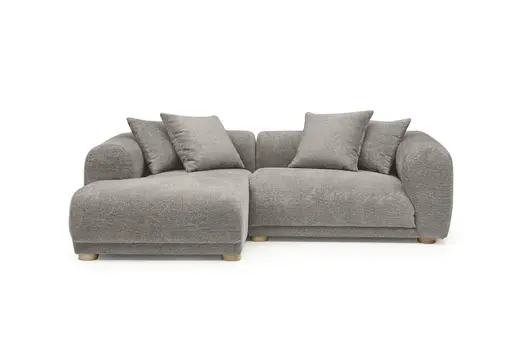Ecksofa - Longchair links mit 2-Sitzer, Stoff, Beige