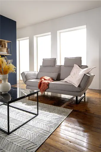 Sofa My - 2,5-Sitzer mit Rückenlehne/Armlehne verstellbar und Drehsitze, Stoff, Hellgrau