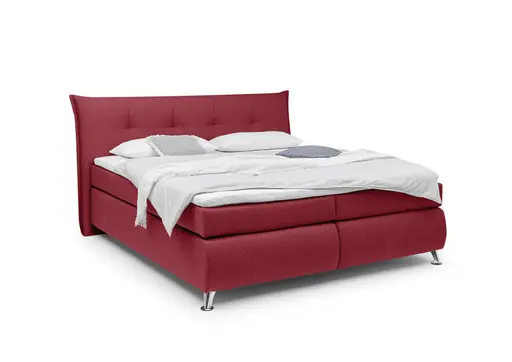 Boxspringbett HAROA- Liegefläche ca. 180x200 cm, Stoff, Rot, inkl. Topper