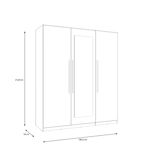 Drehtürenschrank FADI- B ca. 180 cm, Weiß