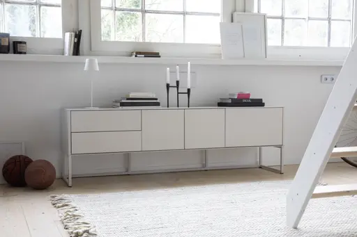 Lowboard Ove - B ca. 180 cm, Lack Matt, Kreide