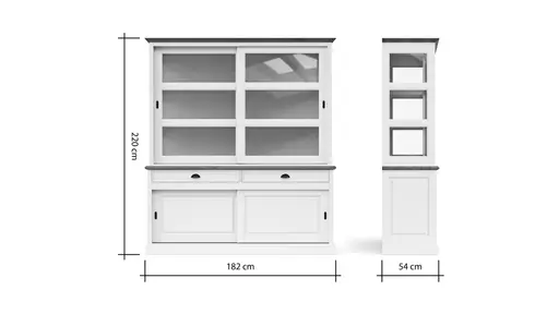 Buffetschrank Louisiana - mit Schiebetüren, teilmassiv, Weiß