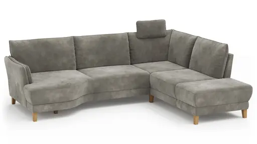 Sofa Stamford - inkl. Armlehne verstellbar und Kopfstütze, 3,5-Sitzer, Bogen links mit Ecksofa 2-sitzig und Abschlusshocker Rechts, Stoff, Anthrazit