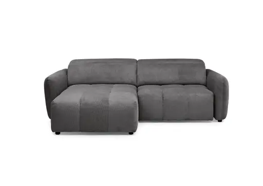Ecksofa MADAN - 1,5-Sitzer mit Longchair rechts, Sitztiefe verstellbar motorisch, Kopfteil verstellbar, Stoff, Graphite