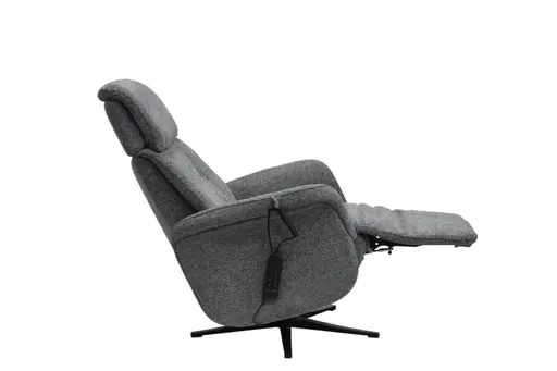 TV-Sessel MARLON - drehbar, Relaxfunktion, Kopfteilverstellung, Stoff, Graublau