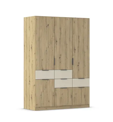 Drehtürenschrank RAAS- B ca. 136 cm, Eiche Dekor, Champagner