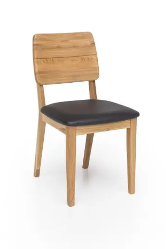 Stuhl - Kernbuche massiv, Leder, Schwarz