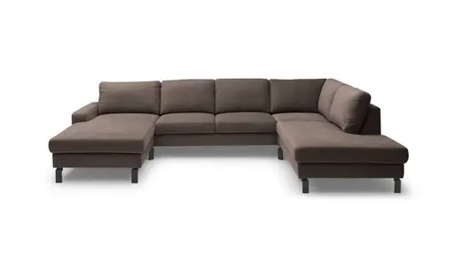 Wohnlandschaft CALM - Longchair links, 2-Sitzer, Ecke rechts, Microfaser, Dunkelbraun