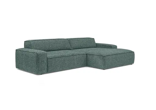 Ecksofa - 2-Sitzer mit Longchair rechts, Sitzvorzug motorisch, Stoff, Petrol