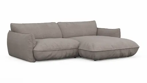 Ecksofa Fluffy - 2,5-Sitzer mit Longchair rechts inkl. Rückenlehne verstellbar, Stoff, Taupe