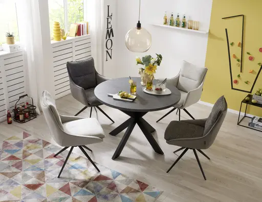 Stuhl MANDY - drehbar, Stoff, Graubeige