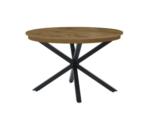 Esstisch - ausziehbar, Ø/H ca. 120x77 cm, Wildeiche Nachbildung, Schwarz