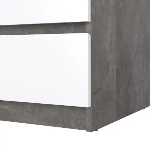 Kommode - B ca. 77 cm, Betonoptik, Weiß Hochglanz