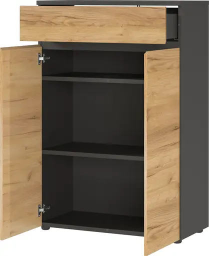 Aktenschrank GRIFFIN - B ca. 80 cm, Graphit, Eiche Nachbildung