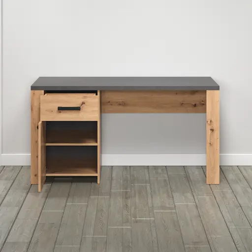 Schreibtisch - LB ca. 145x70 cm, Eiche Dekor, Graphit
